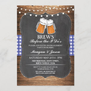 Brews Before The I Do's Engagement Blue Invite