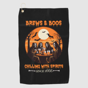 Brews & Boos - Chilling Halloween Ghosts Beer Golf Towel