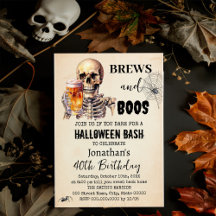 Brews & Boos Halloween Skull Beer Adult Birthday