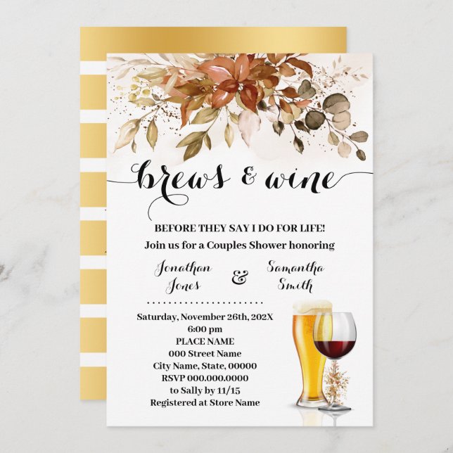 Brews & Wine Before I Do Couples Shower Fall Invitation (Front/Back)