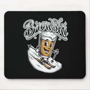 Brewski funny skiing beer glass retro cartoon  mouse pad