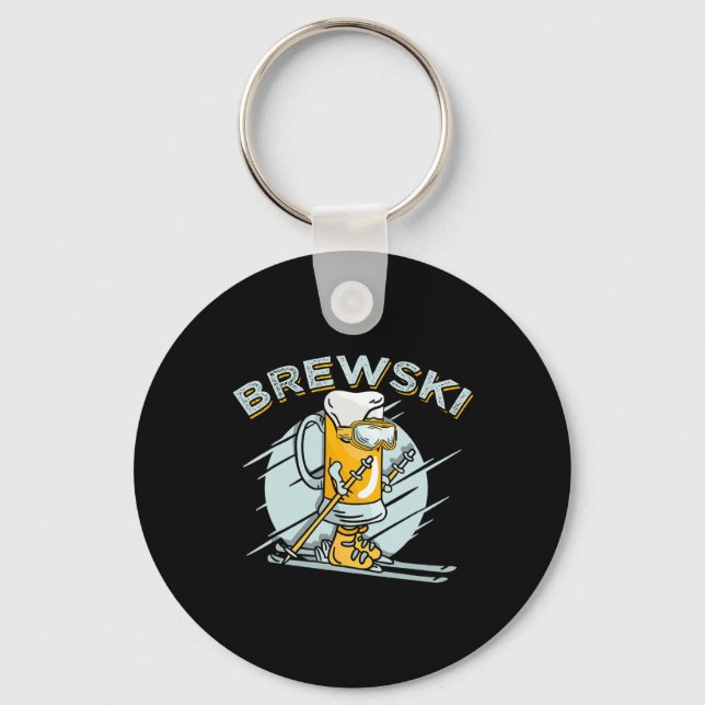 Brewski - Skiing Beer For Winter Sport  Key Ring (Front)