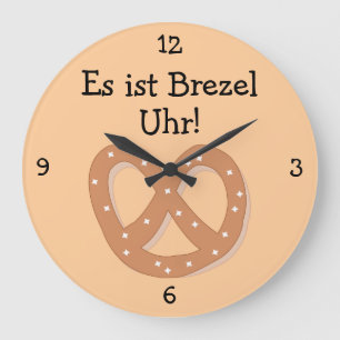 Brezel Uhr: Pretzel O'Clock Oktoberfest Fun Large Clock