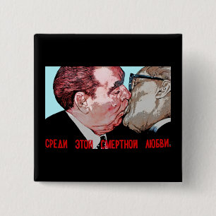 Brezhnev & Honecker Kiss,East Side Gallery, Berlin 15 Cm Square Badge