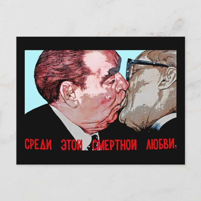Brezhnev & Honecker Kiss,East Side Gallery, Berlin Postcard (Front)