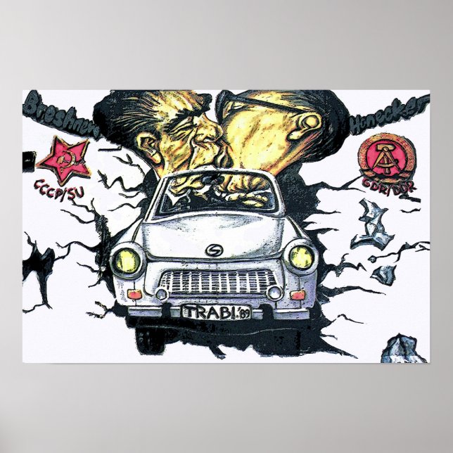 Brezhnev & Honecker, Trabant Car , Berlin (pst) Poster (Front)
