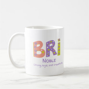 Bri girls name meaning coral purple flower stars coffee mug