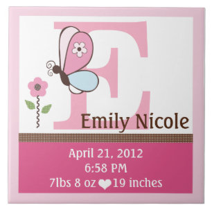 Bria Butterfly Letter Name Birth Info Tile