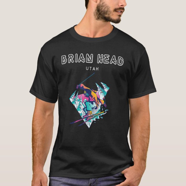 Brian Head Utah  Retro Skier T-Shirt (Front)