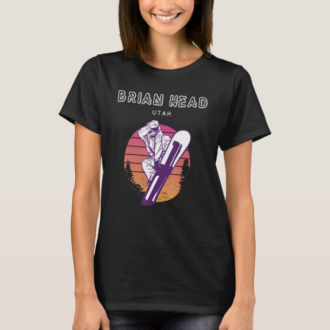Brian Head Utah  Retro Snowboarder T-Shirt (Front)