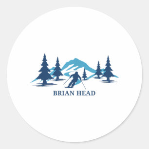Brian Head Utah Ski Resort Skiing Skier _1  Classic Round Sticker