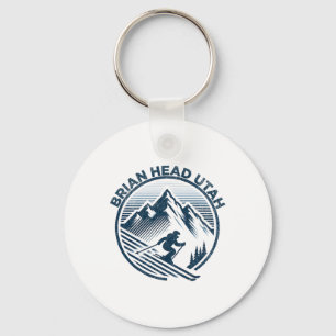 Brian Head Utah Ski Resort Winter Skiing Key Ring