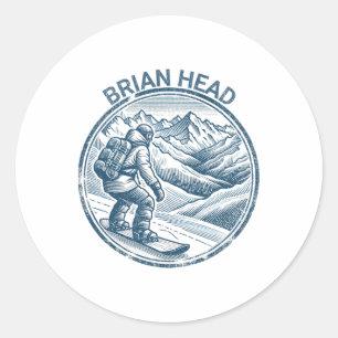 Brian Head Utah Snowboarding Snowboarder Classic Round Sticker