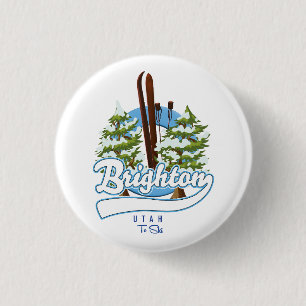 Brian Head Utah to ski logo Button
