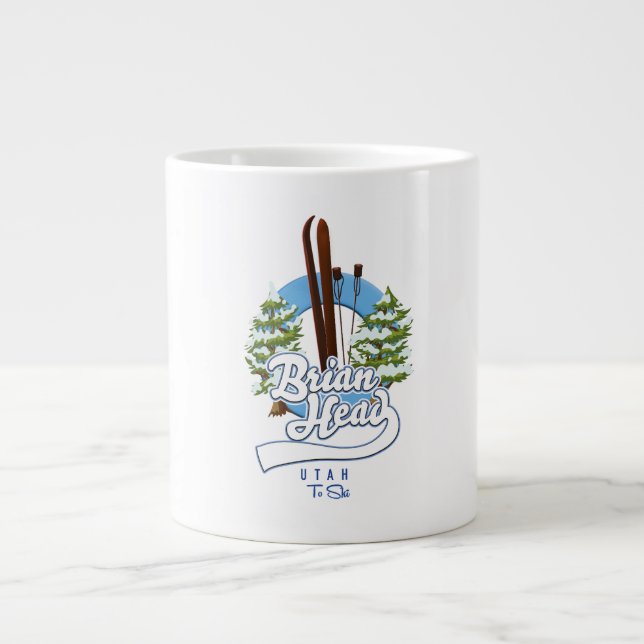 Brian Head Utah to ski logo Large Coffee Mug (Front)