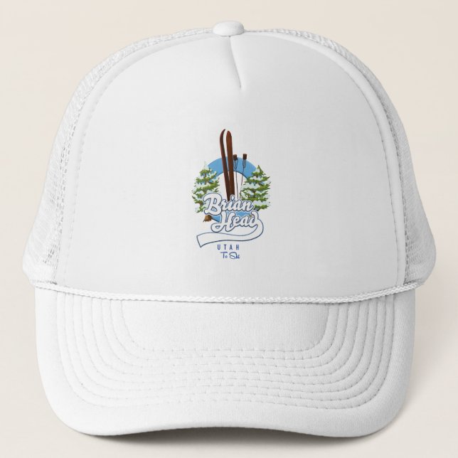 Brian Head Utah to ski logo Trucker Hat (Front)