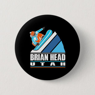 Brian Head Utah - Vintage Snowboarder  6 Cm Round Badge