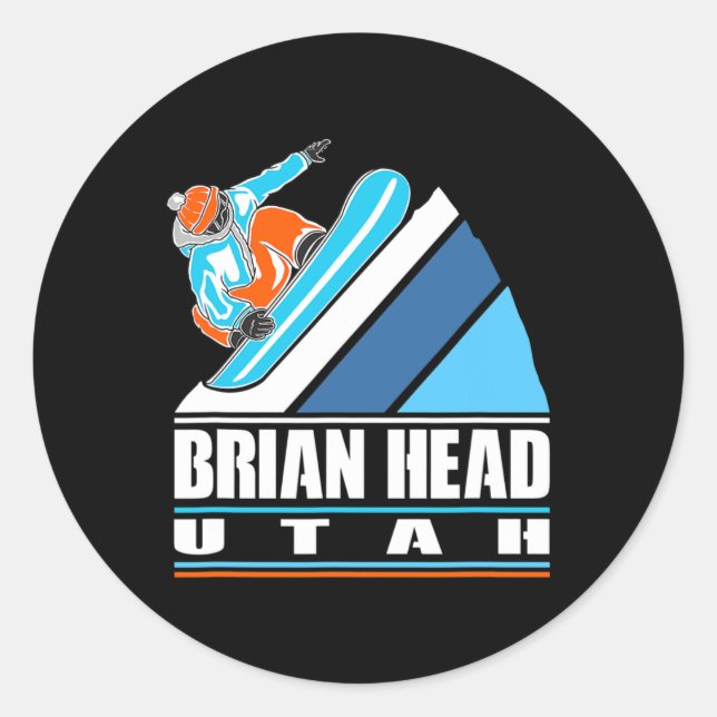 Brian Head Utah - Vintage Snowboarder  Classic Round Sticker (Front)