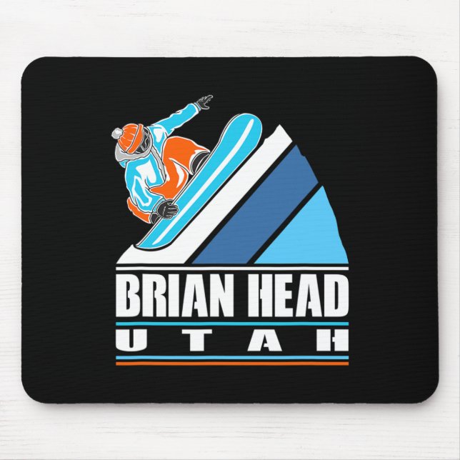 Brian Head Utah - Vintage Snowboarder  Mouse Pad (Front)