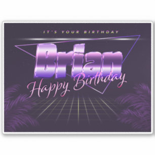 Brian Name Vorname lila retro Sticker Geburtstag