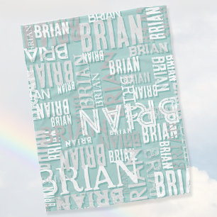Brian personalised name modern grayish blue fleece blanket