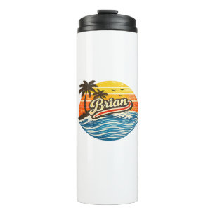 Brian Retro Sunset Name Design Thermal Tumbler