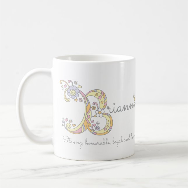 Brianna B decorative name and meaning mug (Left)