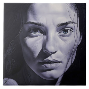 “Brianna Blue” Women In Charcoal Ceramic Tile