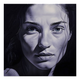 “Brianna Blue” Women In Charcoal Poster