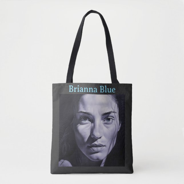 “Brianna Blue” Women In Charcoal Tote Bag (Front)