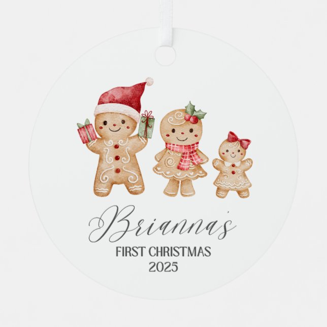 Brianna Personalized Baby's First Christmas Metal Tree Decoration (Front)