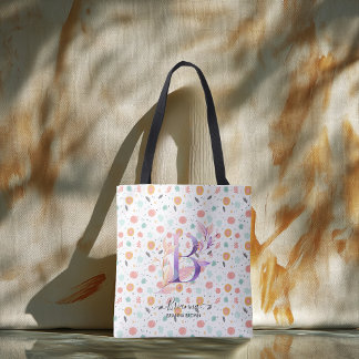 Brianna's Floral Monogram Tote Festive Pattern - B