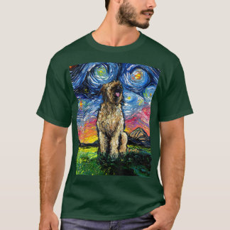 Briard Berger de Brie Starry Night Dog Art by Aja T-Shirt