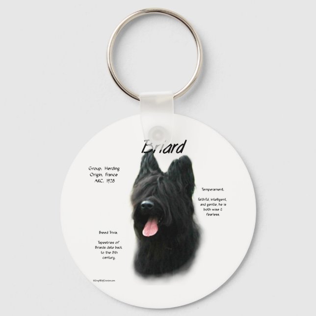 Briard (black) History Design Key Ring (Front)