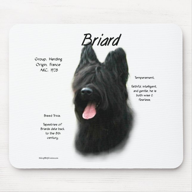 Briard (black) History Design Mouse Pad (Front)