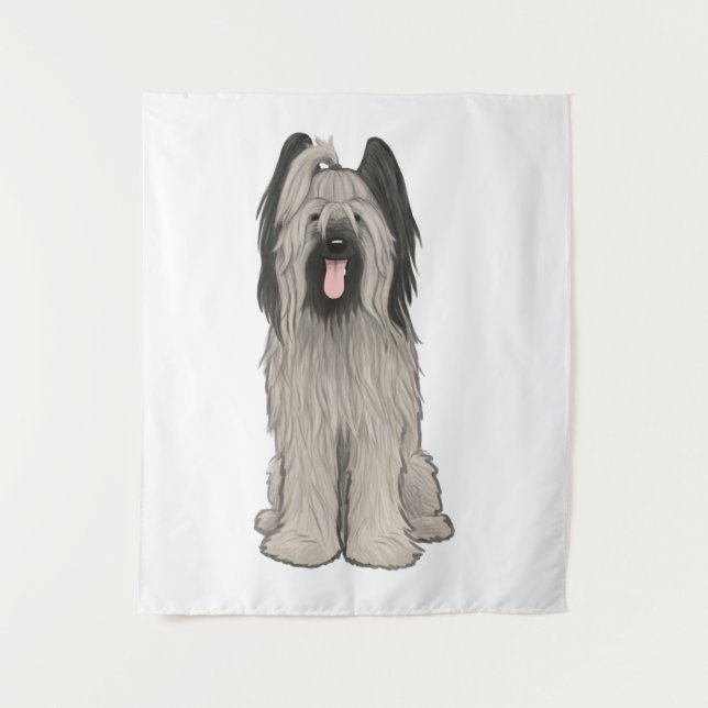 Briard Cute Cartoon Dog Tapestry (Front)