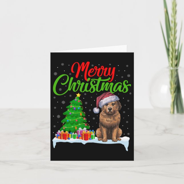 Briard Dog Christmas Tree Lights Funny Xmas Briard Card (Front)