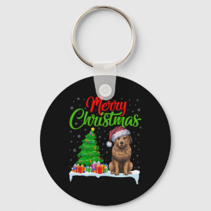 Briard Dog Christmas Tree Lights Funny Xmas Briard Key Ring