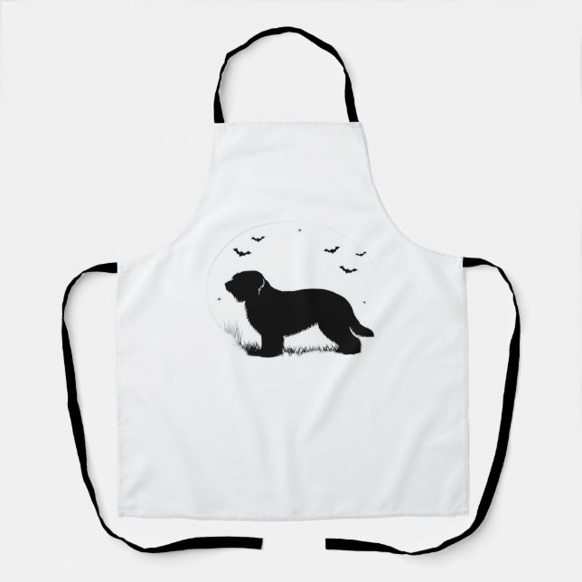 Briard Dog – Halloween Moon Silhouette Oversized T Apron (Front)