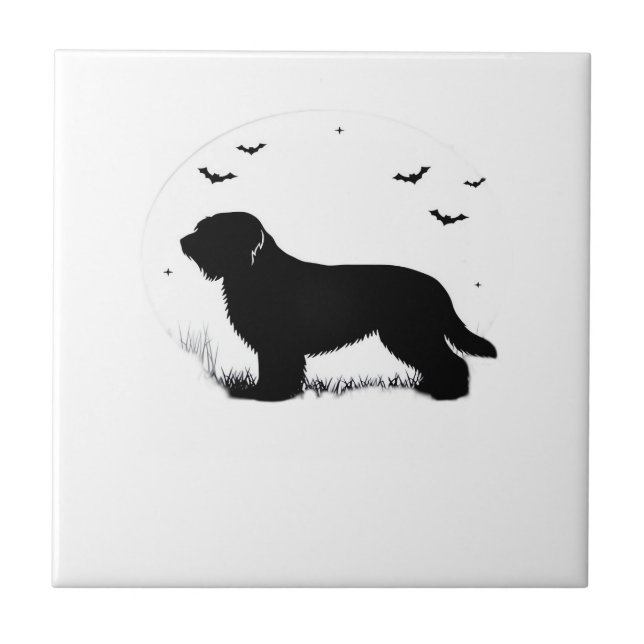 Briard Dog � Halloween Moon Silhouette Oversized T Ceramic Tile (Front)