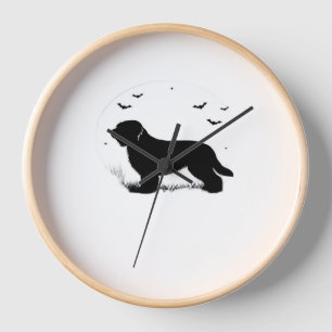 Briard Dog – Halloween Moon Silhouette Oversized T Clock
