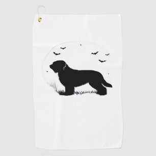 Briard Dog – Halloween Moon Silhouette Oversized T Golf Towel