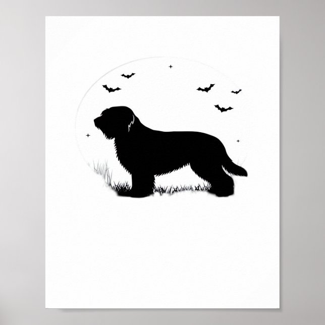 Briard Dog – Halloween Moon Silhouette Oversized T Poster (Front)
