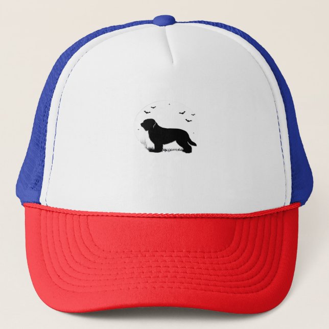 Briard Dog – Halloween Moon Silhouette Oversized T Trucker Hat (Front)