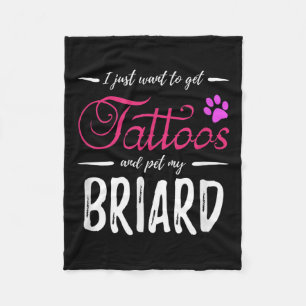Briard Dog Lover Tattoo Funny Dog Mum Gift Idea  Fleece Blanket
