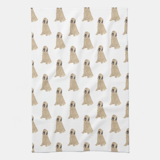 Briard Dog Pattern Tea Towel (Vertical)