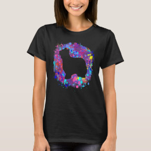 Briard Dog Pink Watercolor Splatter Art Love Dogs T-Shirt