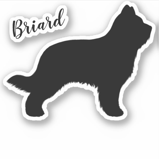 Briard Dog Silhouette Vinyl Sticker (Front)