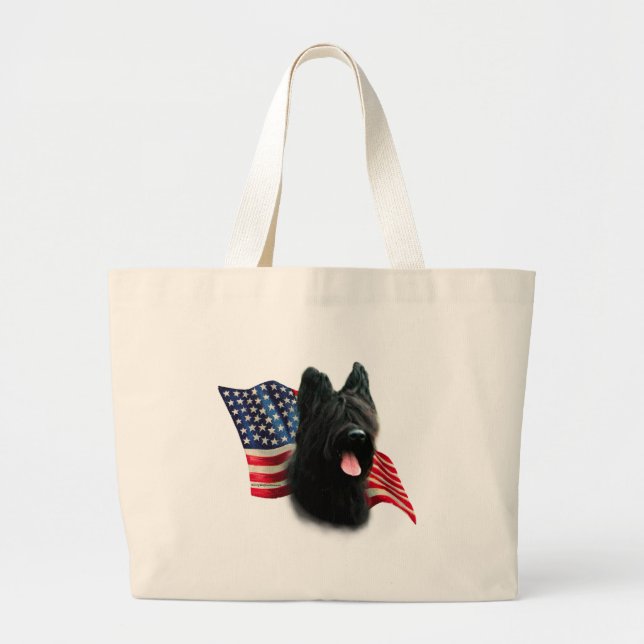 Briard Flag Large Tote Bag (Front)