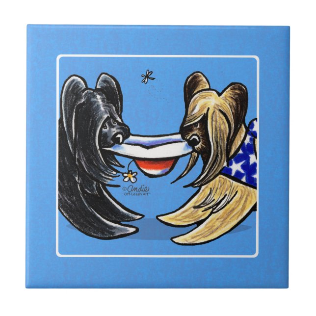 Briard Mad Hatters Off-Leash Art™ Tile (Front)